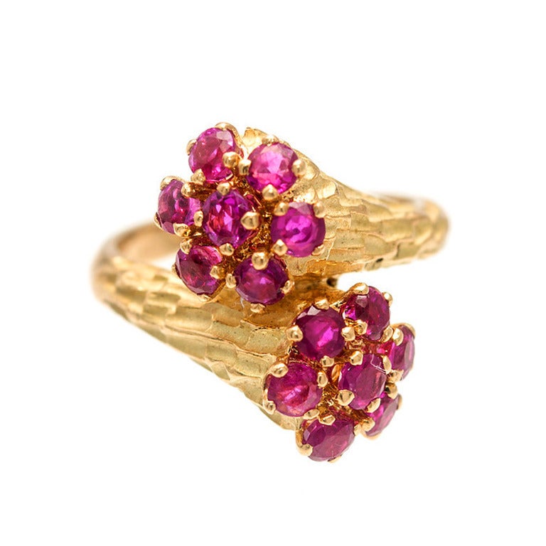 Cartier Natural Pinkish Red Ruby Gold Ring