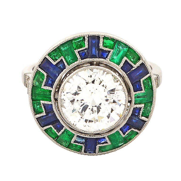 emerald sapphire diamond ring