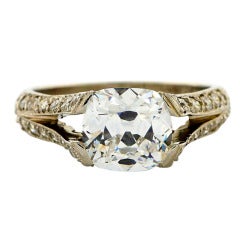 Ideal Cut Cushion Diamond Platinum Ring