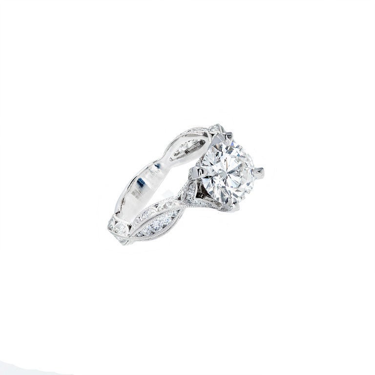 Round Cut Peter Suchy GIA Certified 2.04 Carat Diamond Platinum Infinity Engagement Ring