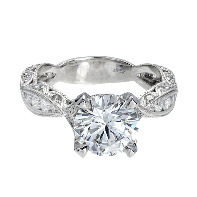 Peter Suchy GIA Certified 2.04 Carat Diamond Platinum Infinity Engagement Ring