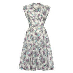 1950s Grey Blue and Purple Floral Dress Never Worn 6