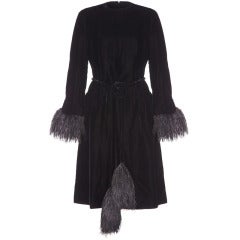 1960er Christian Dior Schwarzes Straußenfederkleid