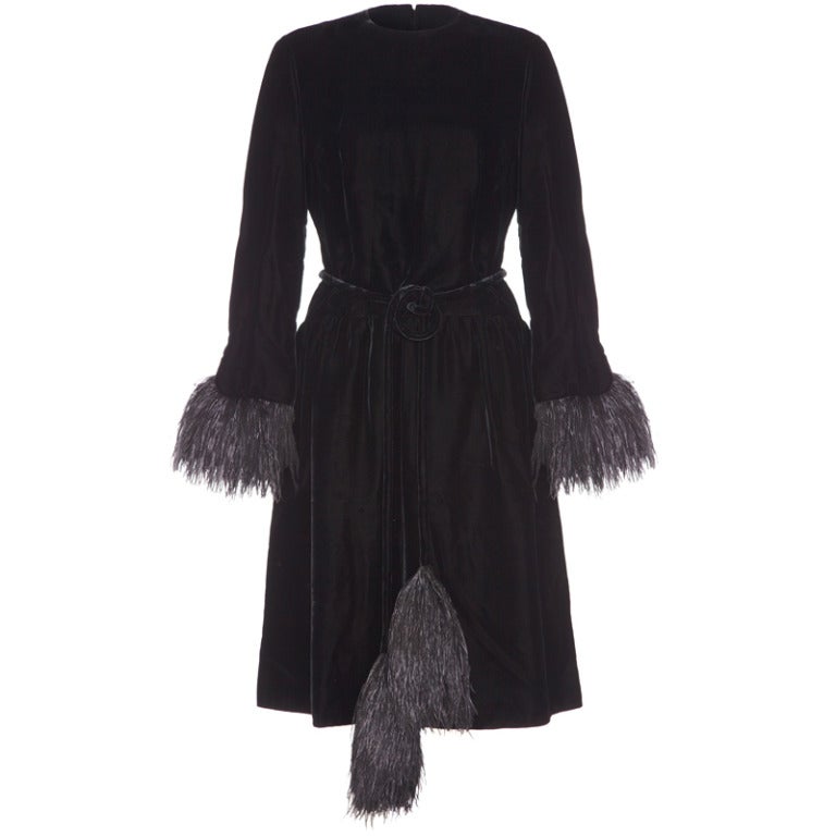 1960s Christian Dior Black Ostrich Feather Dress