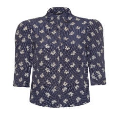 1920’s Navy and Cream Floral Blouse