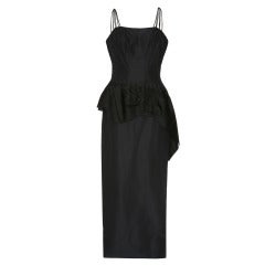 1950’s Black Silk Couture Fitted Evening Pencil Skirt and Top Set 6