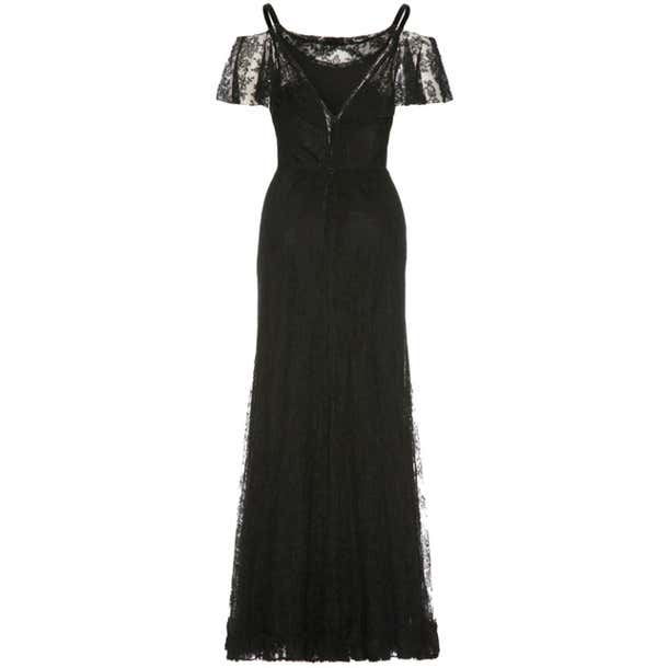 1930’s Layered Black Lace Gown For Sale at 1stDibs | black layered gown