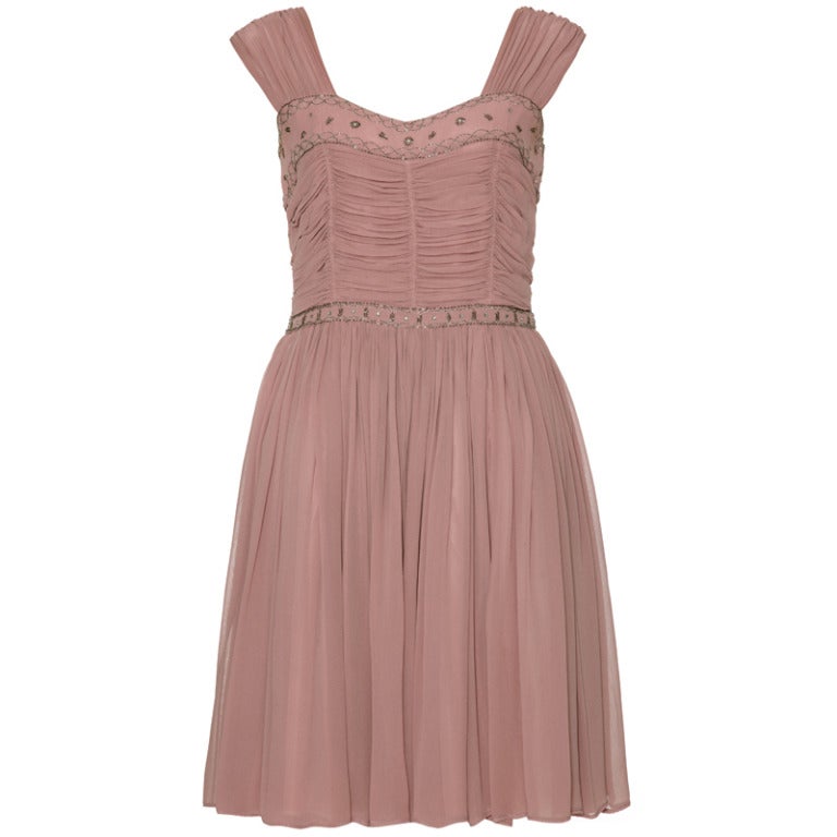 1950’s Dusky Pink ‘Heiress’ Cocktail Dress For Sale at 1stdibs