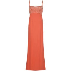 1960’s Paquin Couture Beaded Peach Crepe Evening Gown