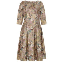 1950’s Polished Cotton Dress With Floral Print