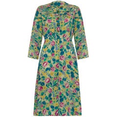 1940’s  Floral Green Crepe Dress