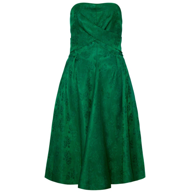 1950’s Green Silk Strapless Dress