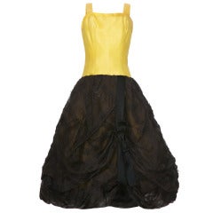 1950’s Oscar de la Renta Yellow and Black Bubble Dress (Unlabelled) 7