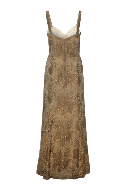 1950's John Cavanagh Couture Gold Lame Gown at 1stDibs