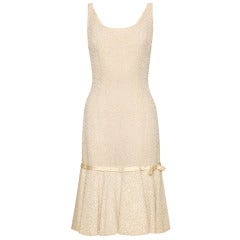 1960s I.Magnin Retailed Cream Jacques Heim Demi Couture Beaded Dress