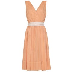 1950s Peach Crepe Minx Modes Dress 6