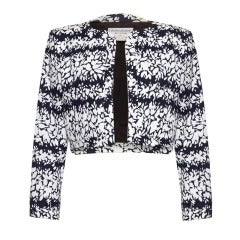 1980s Yves Saint Laurent Navy & White Bolero Jacket 12