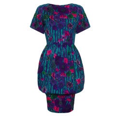1970s Beautiful Floral Print Linen Dress 6
