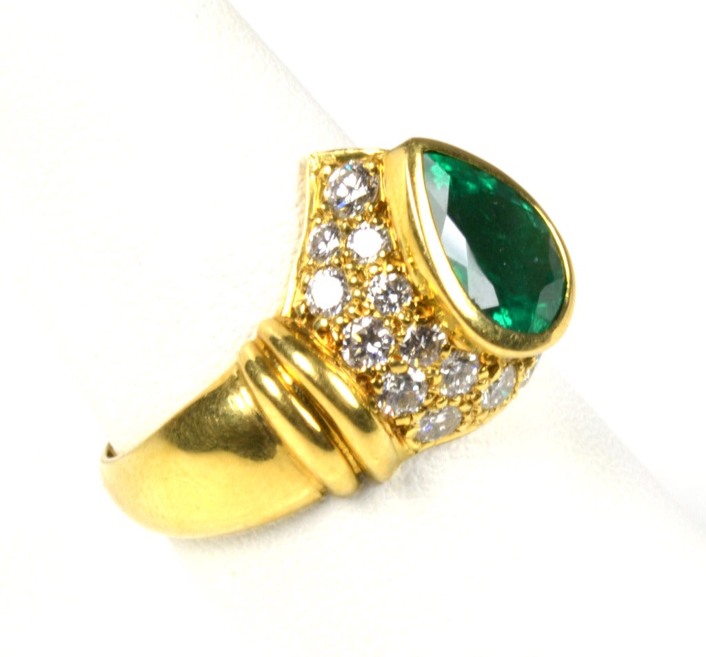 Emerald Diamond Yellow Gold Ring