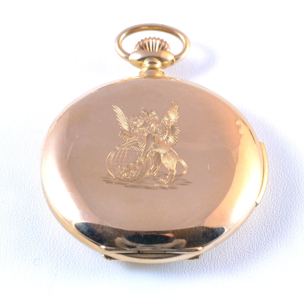 Edwardian Yellow Gold Hunter Case Quarter Repeater Pocket Watch For Sale