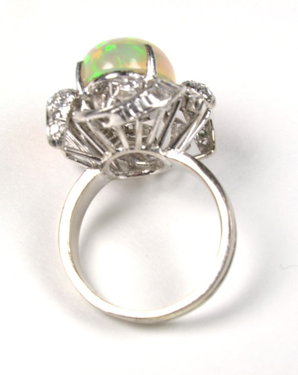 Opal Diamond White Gold Ring In Excellent Condition In Salt Lake City, UT