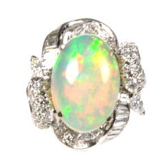 Opal Diamond White Gold Ring