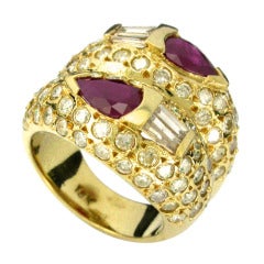 Ladies' Ruby Diamond Yellow Gold Ring