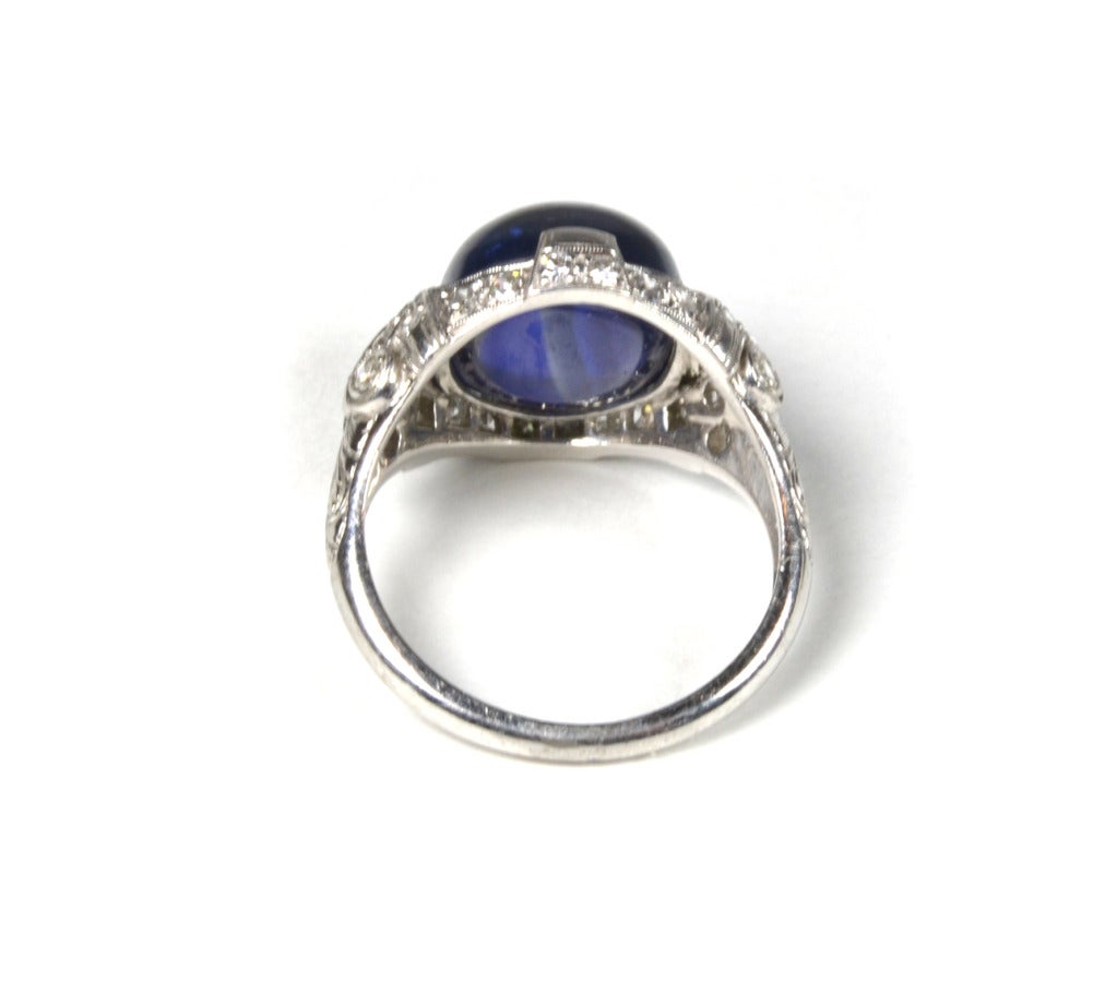 blue star sapphire and diamond ring In Good Condition For Sale In Salt Lake City, UT