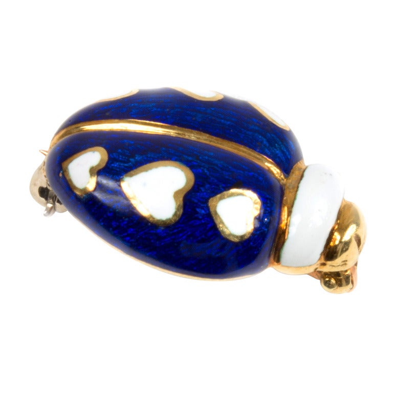 Tiffany & Co. Enameled Gold Ladybug Pin For Sale