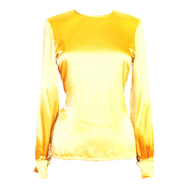 Vintage Yves Saint Laurent Rive Gauche Gold Long Sleeve Blouse