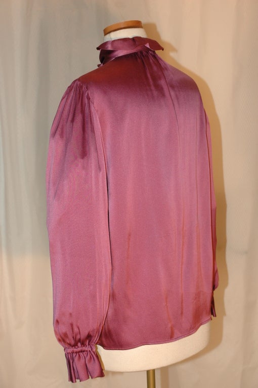Vintage Yves Saint Laurent Rive Gauche 100% Silk Ruffle w scarf For Sale 5