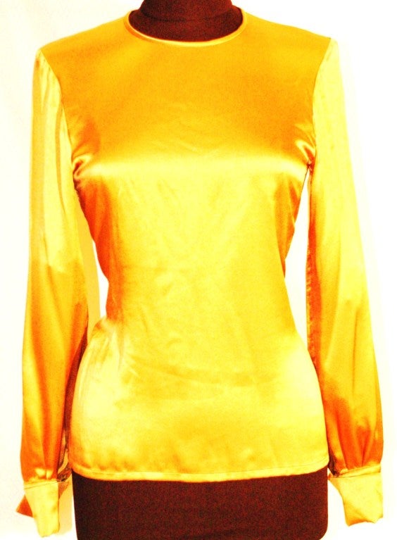 Vintage Yves Saint Laurent Rive Gauche Gold Long Sleeve Blouse 1