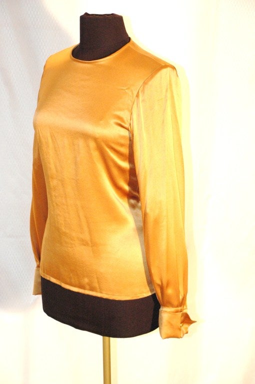 Vintage Yves Saint Laurent Rive Gauche Gold Long Sleeve Blouse 2