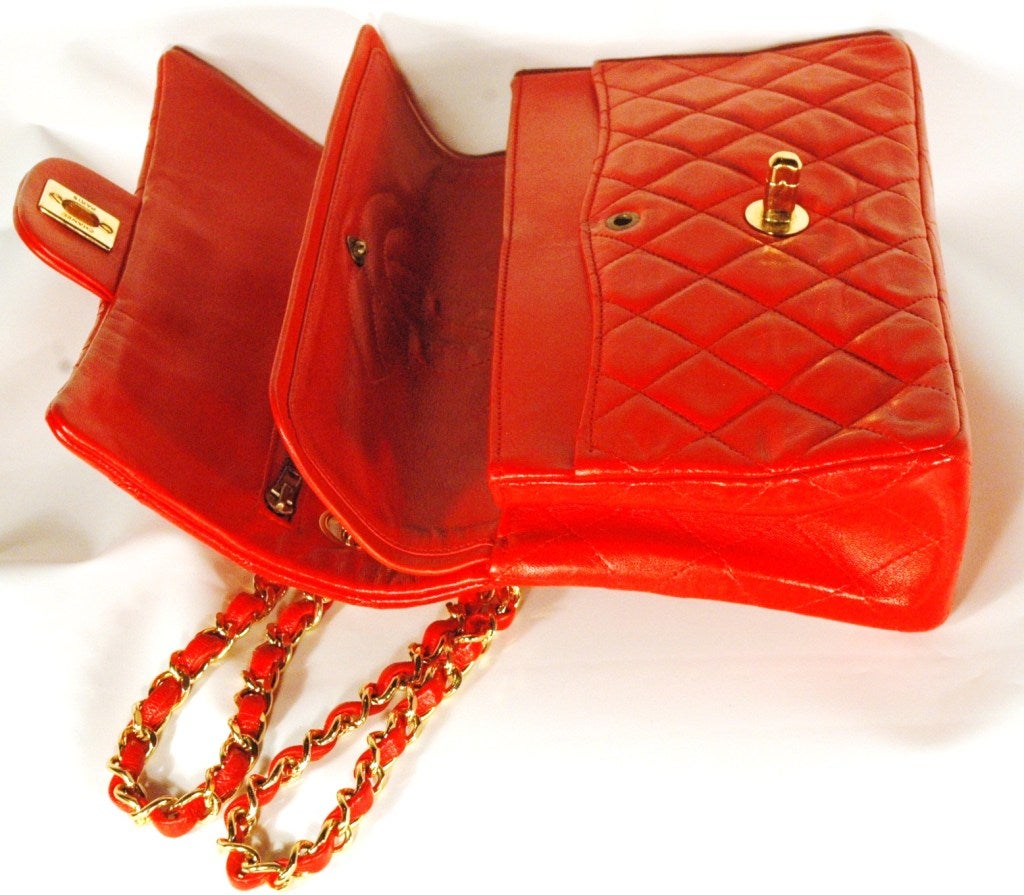 Vintage Chanel 2.55 Red Handbag Gold Hardware Perfect CLEAN 5