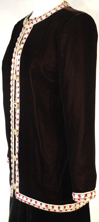 Vintage 1980s Yves Saint Laurent Rive Gauche Beaded Velvet Skirt Set w Tags For Sale 4