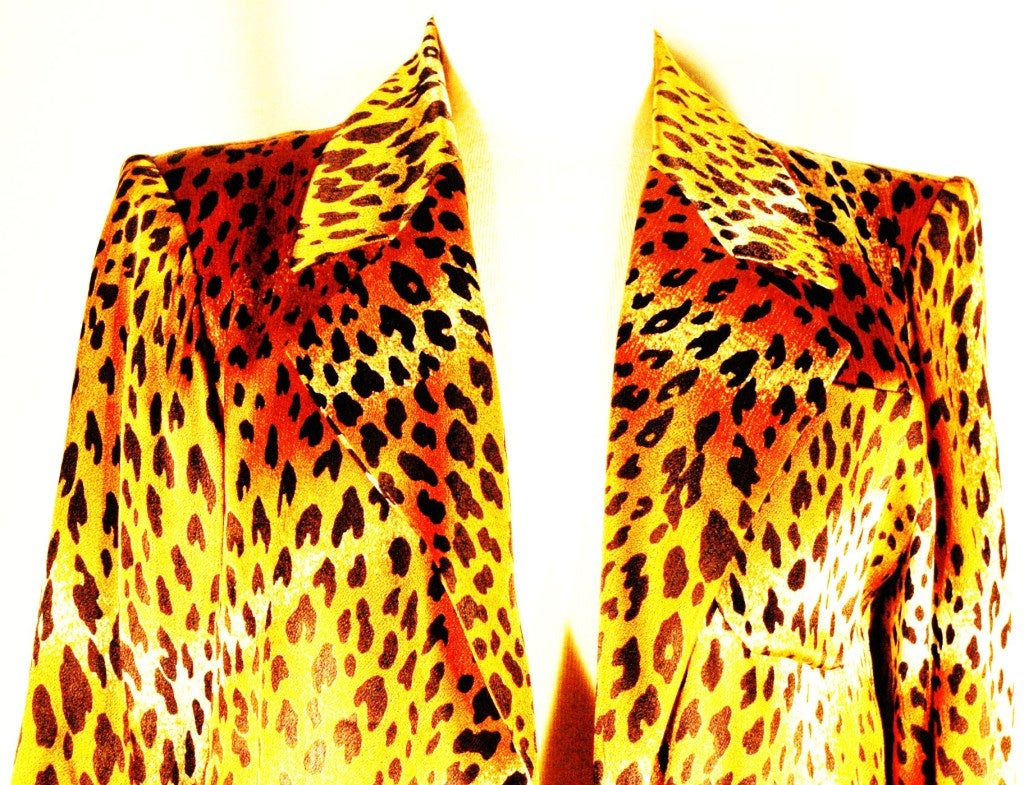 Vintage Yves Saint Laurent Silk Leopard Animal Print Jacket Top Rare For Sale 1