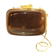 Retro Judith Leiber Lucite Handbag with Gold Hardware & Chain