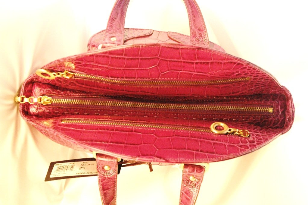 New Versace Purple Croc Embossed Leather 2008 Handbag 3