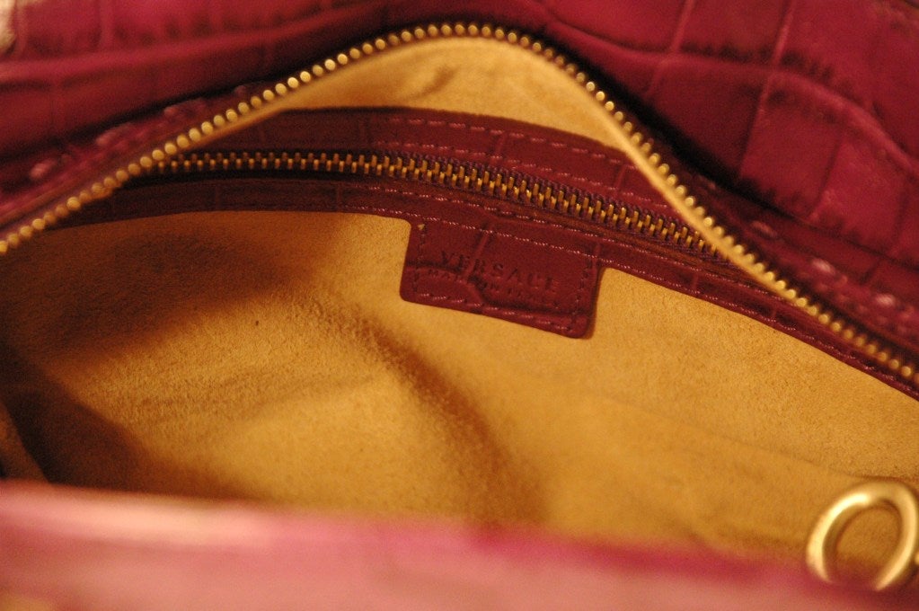 New Versace Purple Croc Embossed Leather 2008 Handbag 5