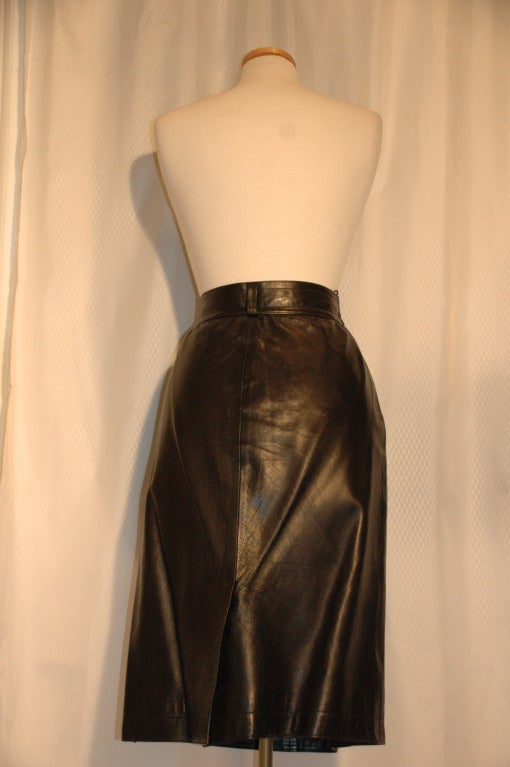 YSL black leather front pocket skirt For Sale 3