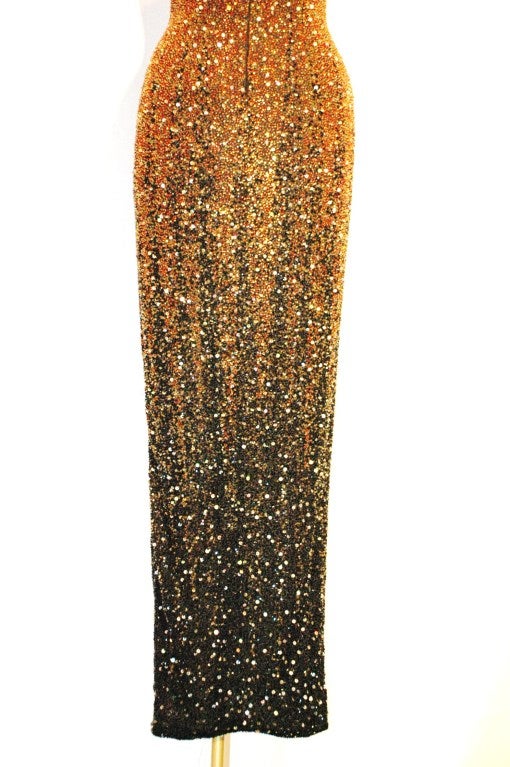 Vintage Naeem Kahn cut out Long Ombre Beaded Gown 5