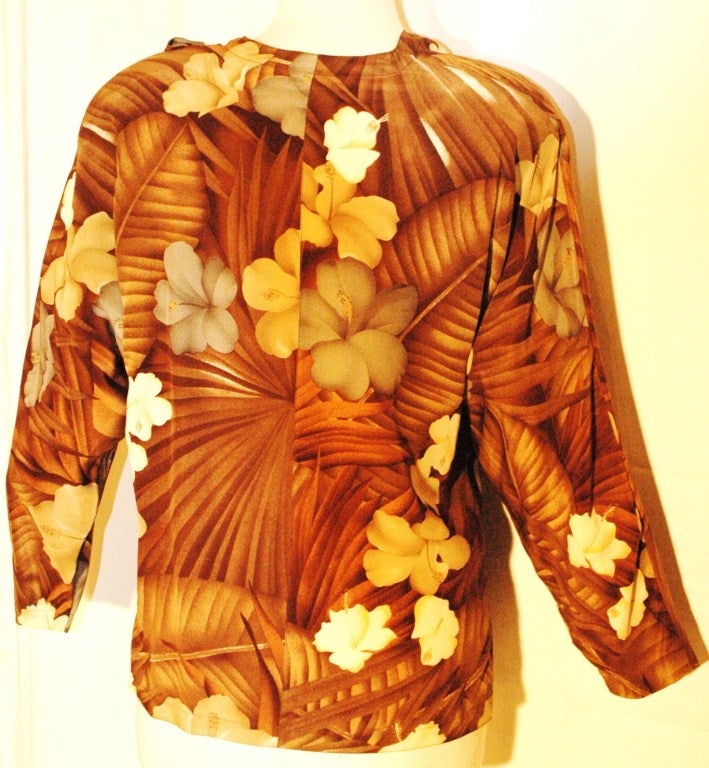 Vintage 1970s Gianni Versace Design for Genny Silk Drape Blouse Rare In Excellent Condition For Sale In Lake Park, FL