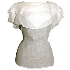 Vintage 1970s Genny by Gianni Versace White Top Blouse