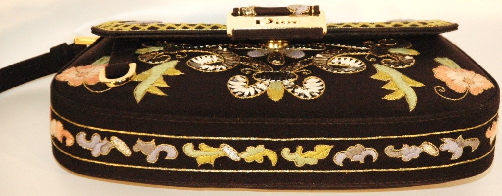 Black Christian Dior Limited Edition Numbered Embroidered Wristlet Evening Handbag For Sale