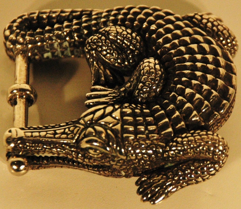 Barry Kieselstein-Cord Sterling Silver 925 Alligator Belt Buckle In Good Condition In Lake Park, FL