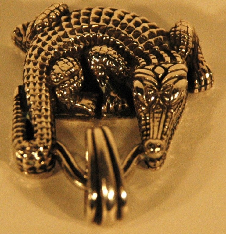 Vintage 1993 Barry Kieselstein-Cord Alligator Sterling SIlver 925 Pendant Rare In Excellent Condition In Lake Park, FL