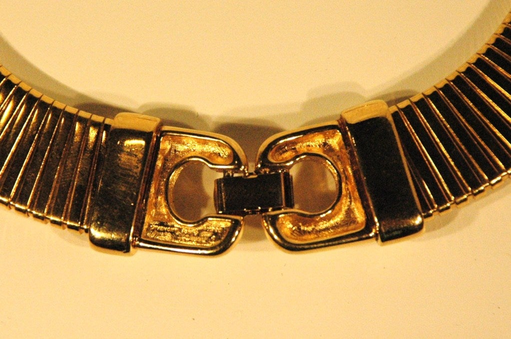 Vintage 1992 Givenchy  Paris New York Choker Gold w Black & Clear Stones For Sale 1