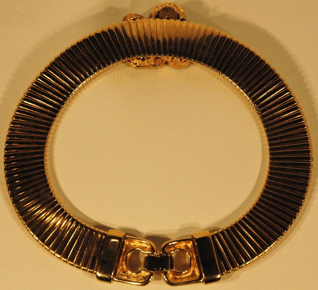 Vintage 1992 Givenchy  Paris New York Choker Gold w Black & Clear Stones For Sale 2