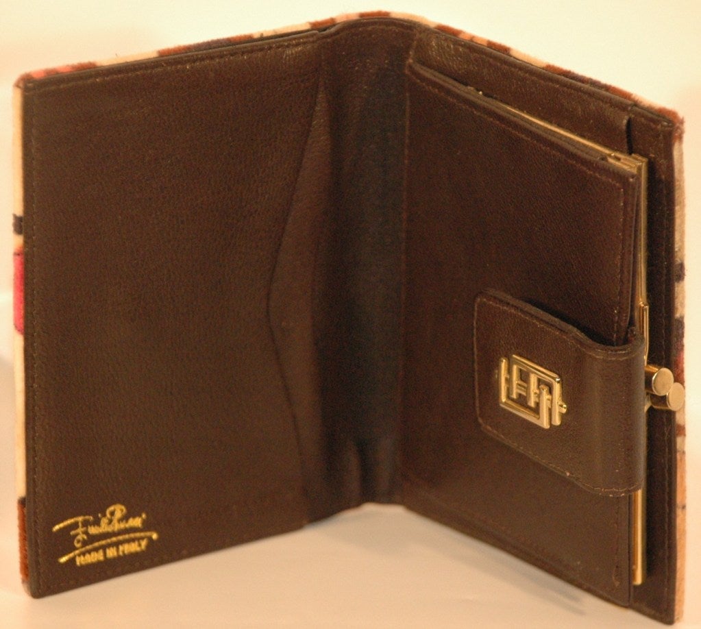 Women's Vintage 1960s Emilio Pucci Velour Leather Wallet For Sale
