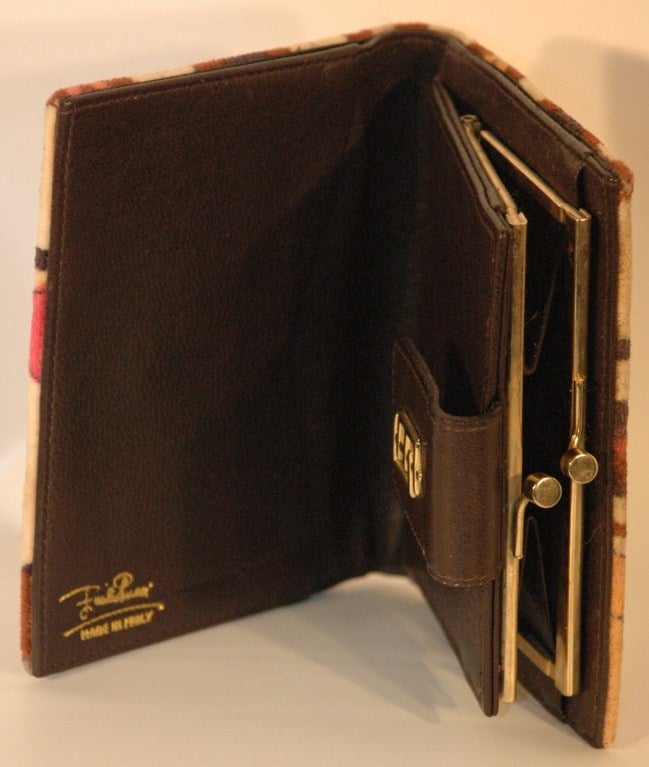 Vintage 1960s Emilio Pucci Velour Leather Wallet For Sale 3